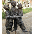 Modern statue folk art cooper life size Chinese children playing games sculpture